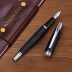 Webson Gill Show Up' Black Luxury Executive Fountain Pen, Woven Lacquer & Chrome - Image 5