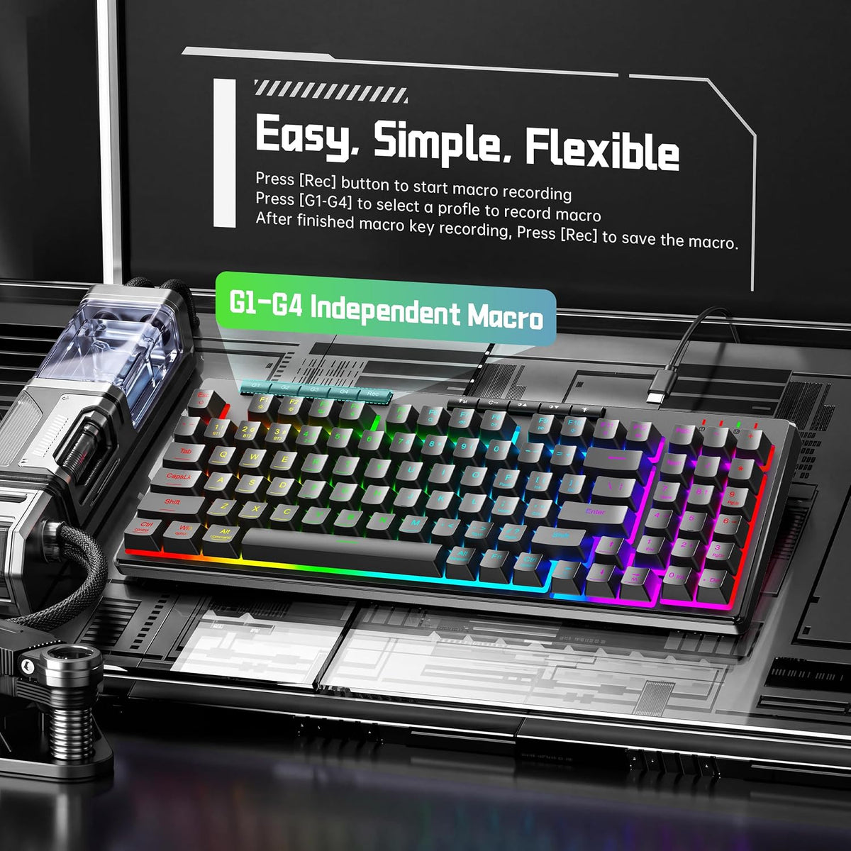 Redragon K517 Pro Wired Gaming Keyboard, RGB Backlit, Mechanical Feel 94 Keys...