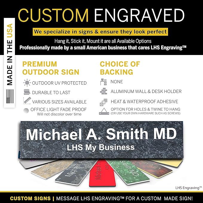 Engraved Door Signs for Office Personalized Mojave Plastic Door Plaque White - Image 3