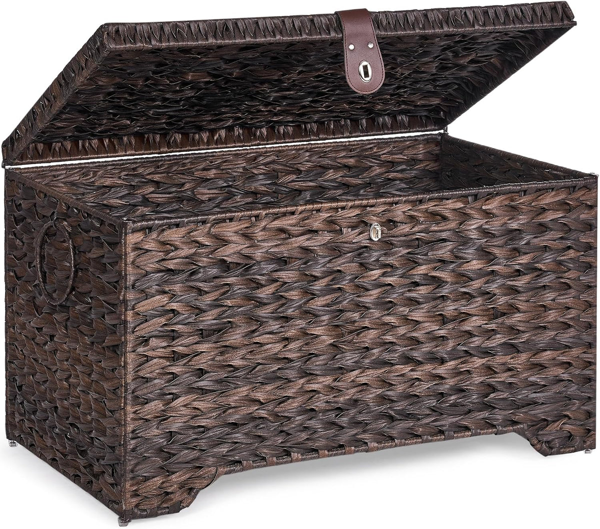165l handwoven wicker storage basket with lid, large, main product view