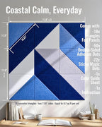 PebblingQ Felt Wall Tiles Bulletin Board, Marine Blue White Panels, Modular - Image 7