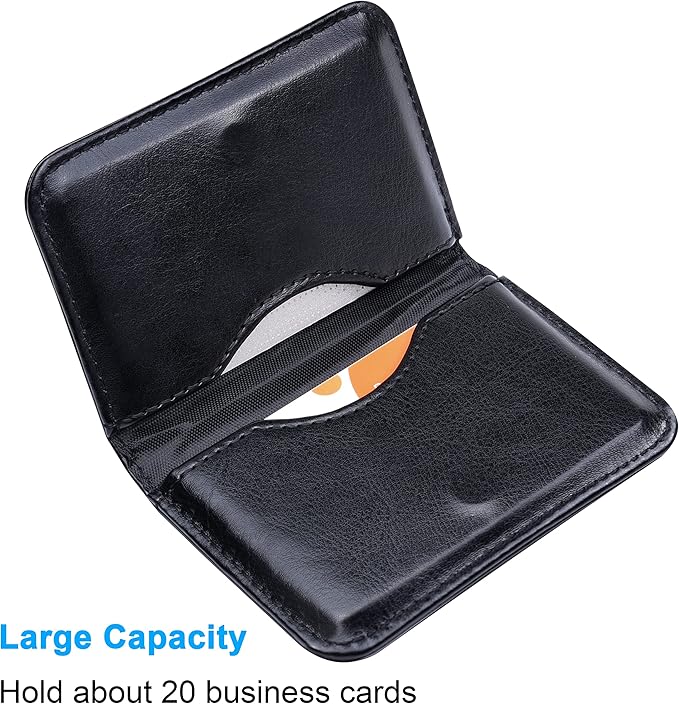 Wisdompro Business Card Holder, 2-Sided PU Leather Folio Name Card Holder - Image 2