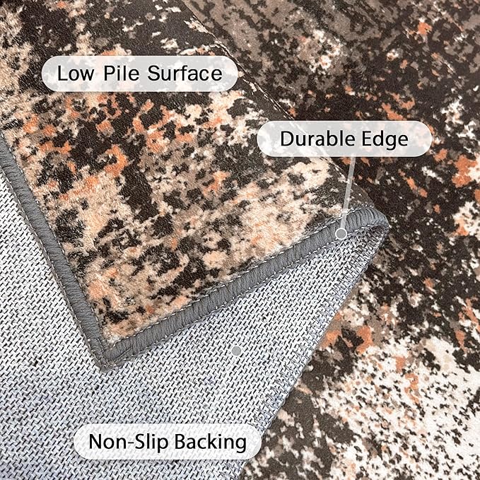 GENIMO Washable Area Rugs for Living Room, 8x10 Vintage Non Slip Rugs, Low Pile - Image 9