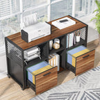 tribesigns 2 drawer wood file cabinets, modern mobile, side view