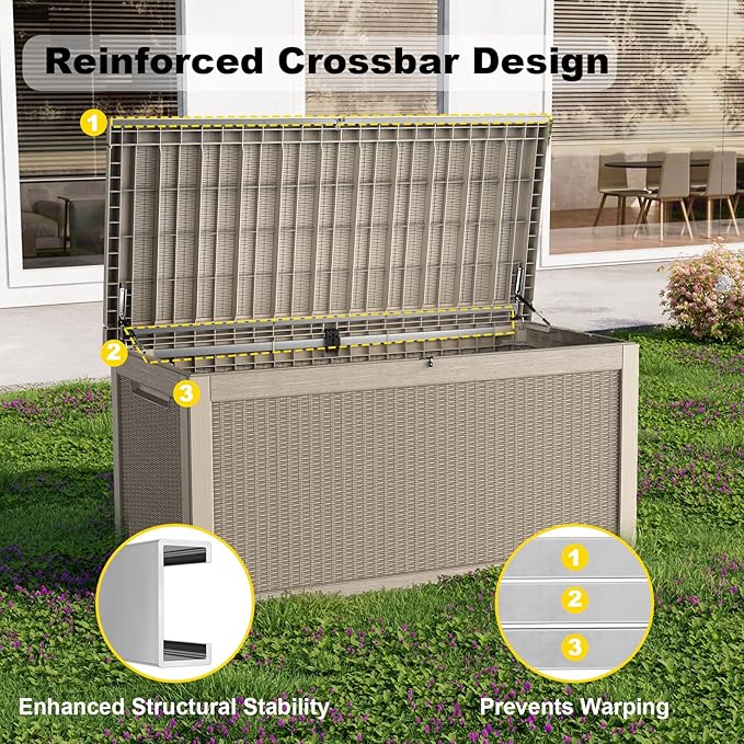 EasyUp 320 Gallon Deck Boxes Waterproof, Outdoor Large Storage Boxes - Image 4