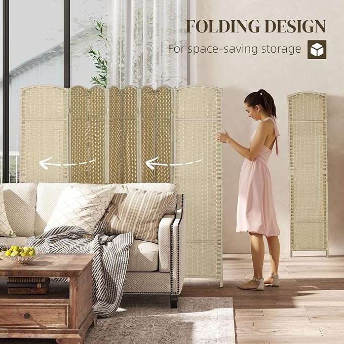 HOMCOM Room Divider, 8 Panel Folding Privacy Screen, 5.6' Tall Freestanding - Image 4