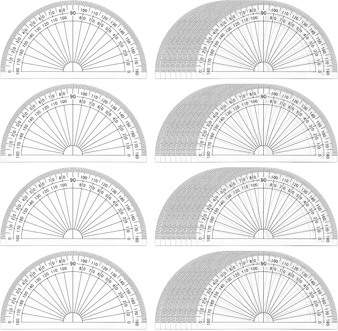 Zonon 200 Pcs 4 Inch Clear Plastic Protractor Bulk Math Protractors Set 180 by Zonon