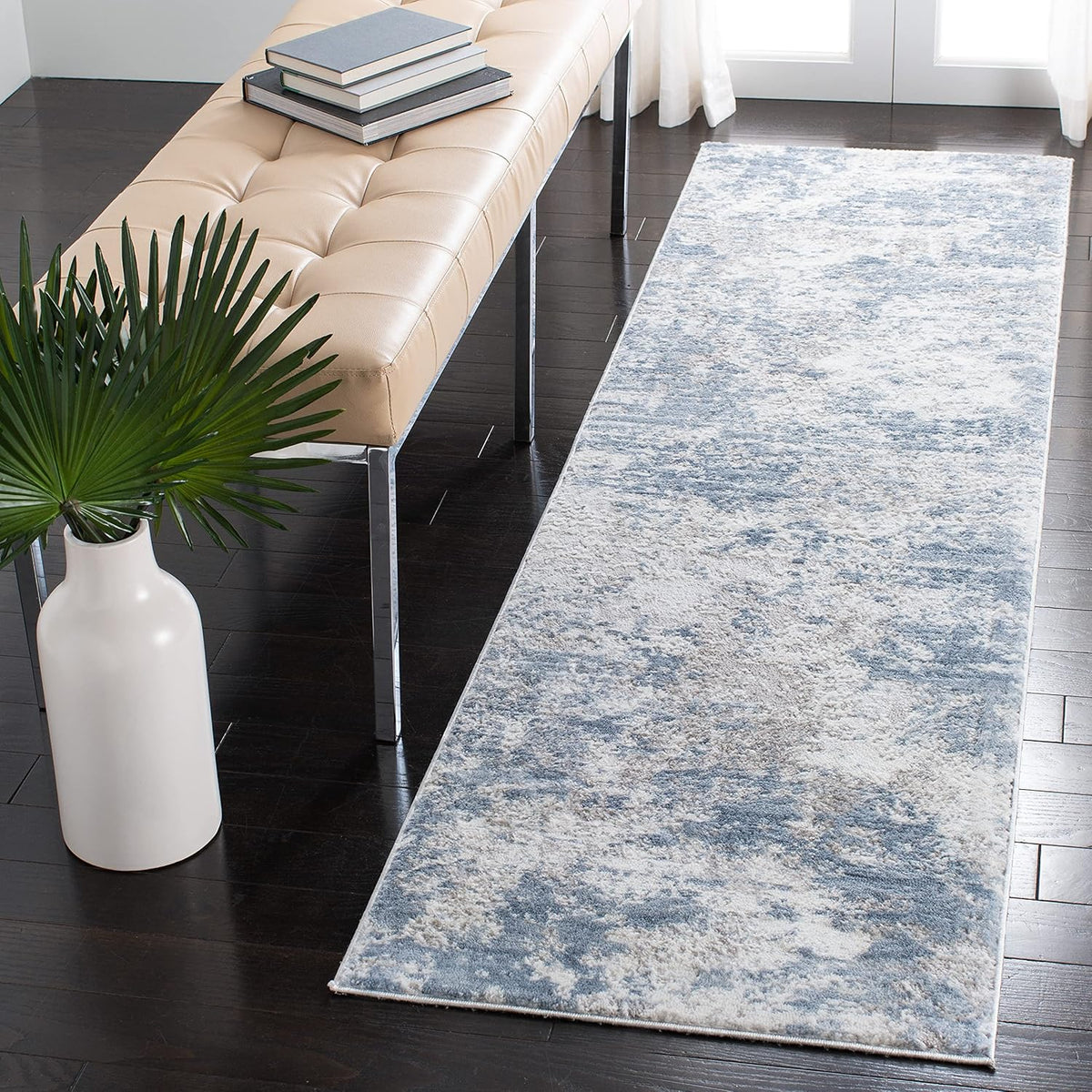SAFAVIEH Amelia Runner Rug 2'2"x12', Modern Grey & Blue ALA705F