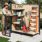jocisland solid wood outdoor stotage cabinet shed, 5.15x2.75, front angle view
