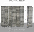 HOMCOM 6 Panel Room Divider, Hand-Woven Freestanding Wall Partition - Image 3