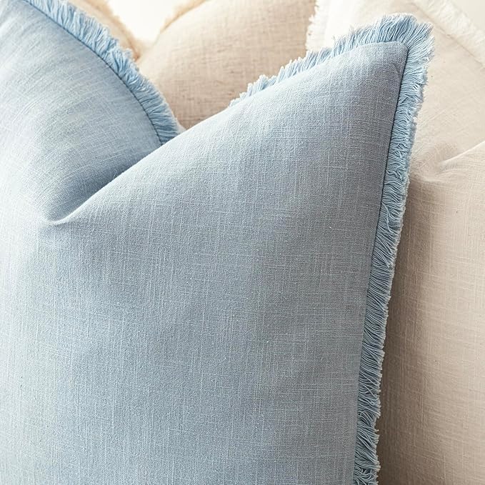 Foindtower Set of 2 Decorative Linen Fringe Lumbar Throw Pillow Covers Boho - Image 5
