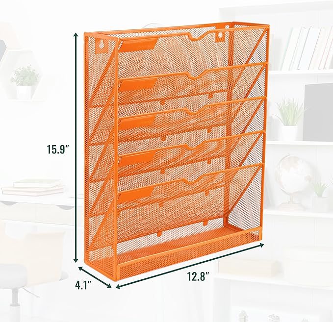 EASEPRES 6 Tier Mesh Hanging Wall File Organizer, Desk Vertical Mail Paper - Image 2