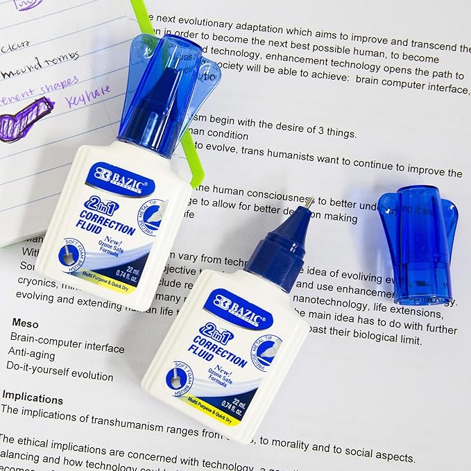 BAZIC 22ml 2 in 1 Correction w/Foam Brush Applicator & Pen Tip - Image 2