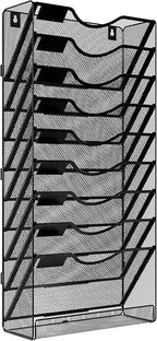 Solinxe 10 Tier Wall File Organizer, Vertical Mesh Paper Mail Organizer Wall - Image 2