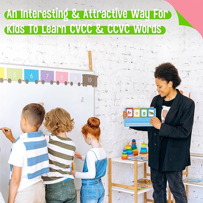 CVCC & CCVC Flip Charts, 40 Words Builder Phonic Games Freestanding Flip Chart - Image 7