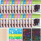 POKONBOY 24 Pack Rainbow Scratch Paper Arts Notebooks, Scratch Note Pads by POKONBOY