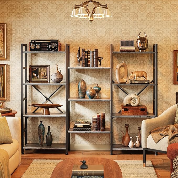SUPERJARE Triple 4 Tier Bookshelf, Bookcase - Image 6
