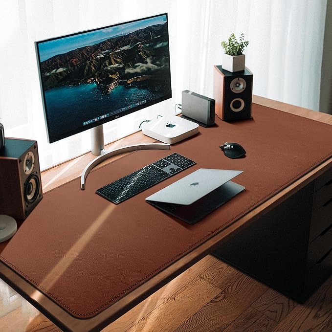 CENNBIE Leather Desk Mat 39.3"x19.6", Extra Large Desk pad, Large Office - Image 3