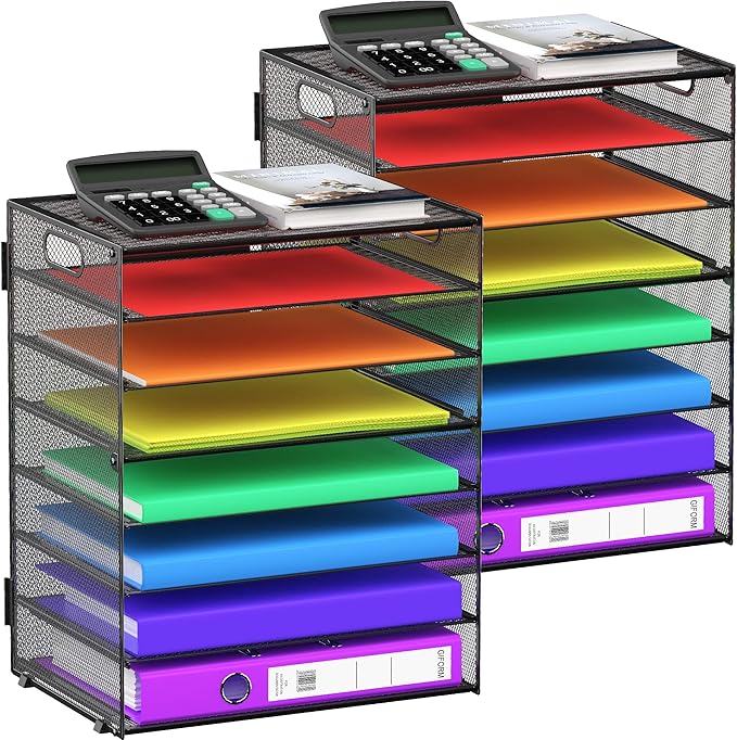 GoldOrcle 2 Pack 8 Tier Paper Letter Tray Organizer by GoldOrcle