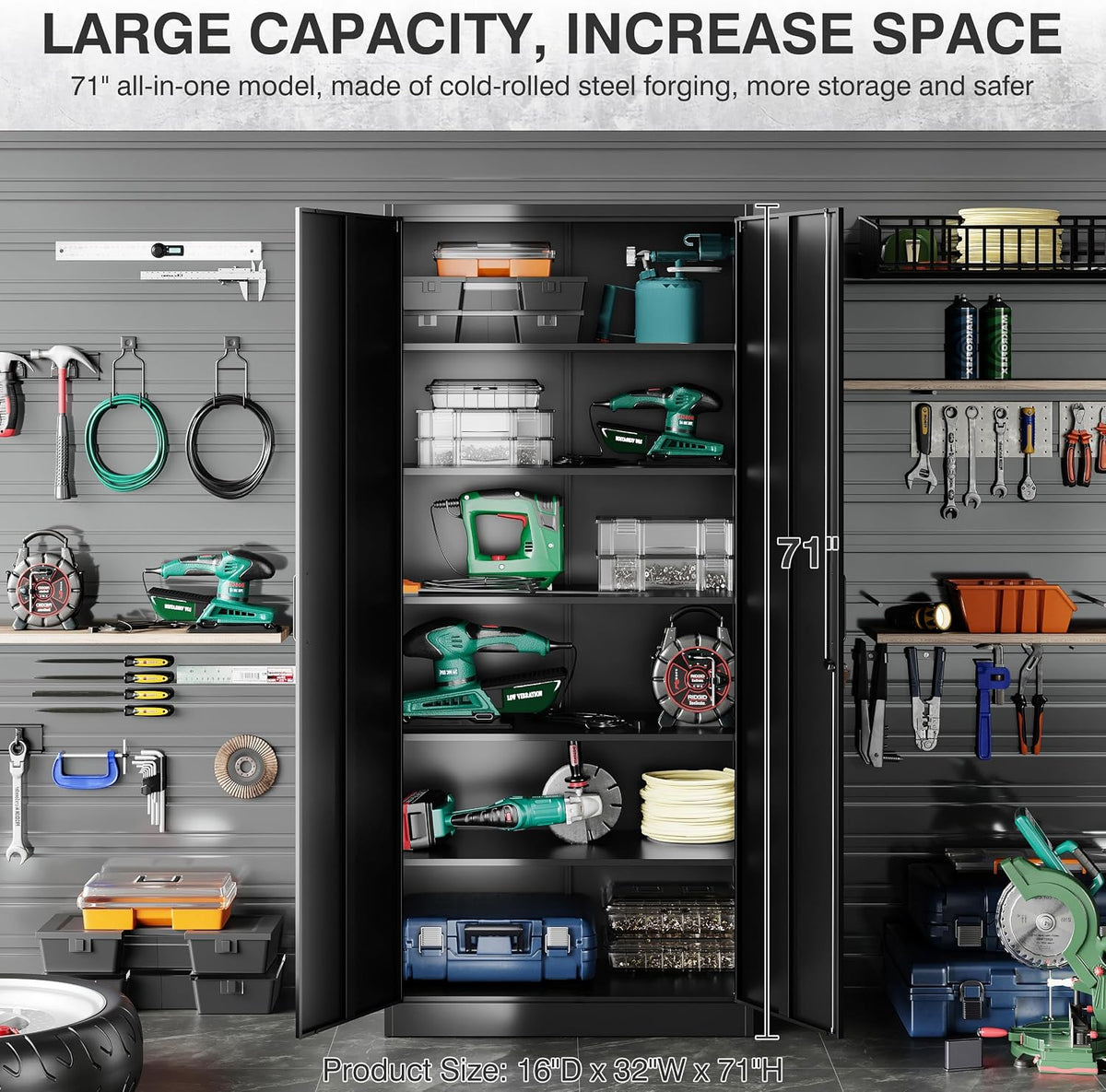 sisesol metal storage cabinet with 2 doors and, view 9