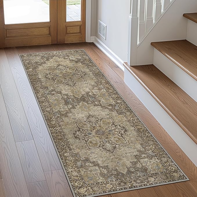 GENIMO 2'6''x7 Runner Rugs for Hallway, Machine Washable Non Slip Vintage Rugs by GENIMO