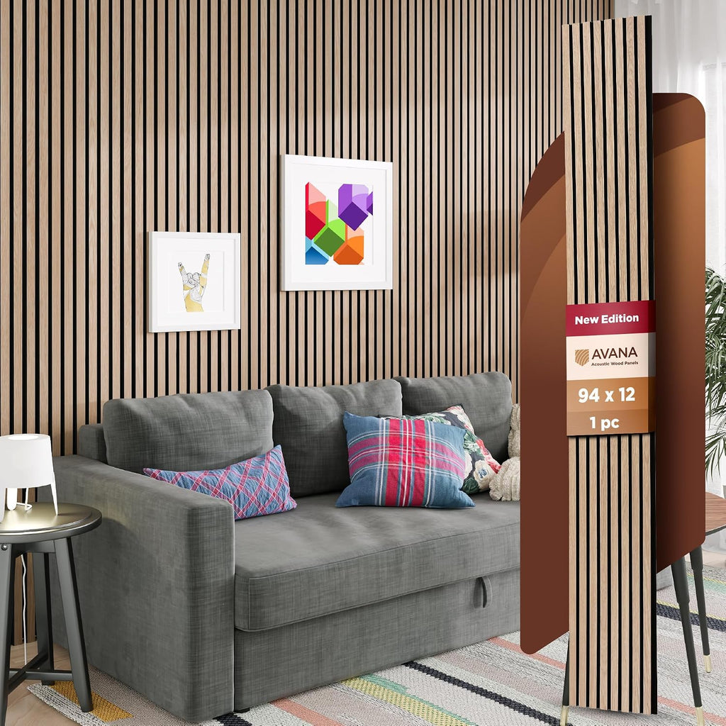 Avana Modern Acoustic Wood Wall Panels – 94.4 X 12.6 Inch White Oak Acoustic