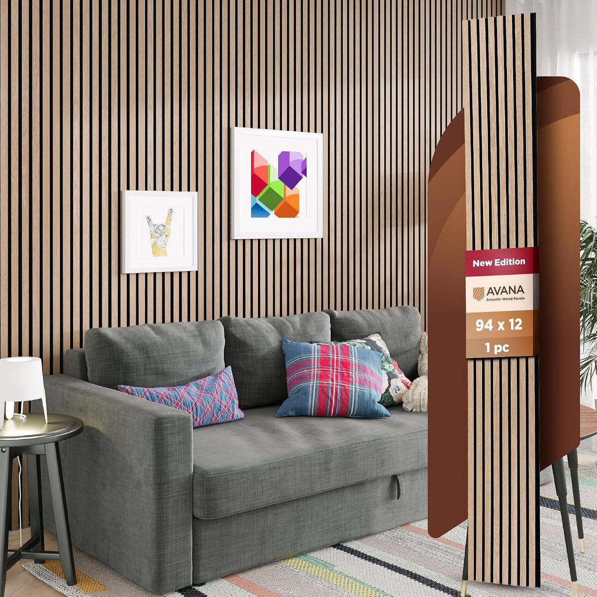 Avana Modern Acoustic Wood Wall Panels – 94.4 X 12.6 Inch White Oak Acoustic
