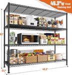 REIBII Storage Shelves 45.3''W Wire Shelving Unit 4 Tier Metal Shelves - Image 3