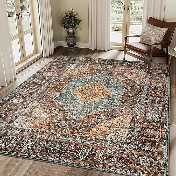GENIMO 4x6 Area Rugs for Living Room, Machine Washable Rug, Non Slip Vintage by GENIMO
