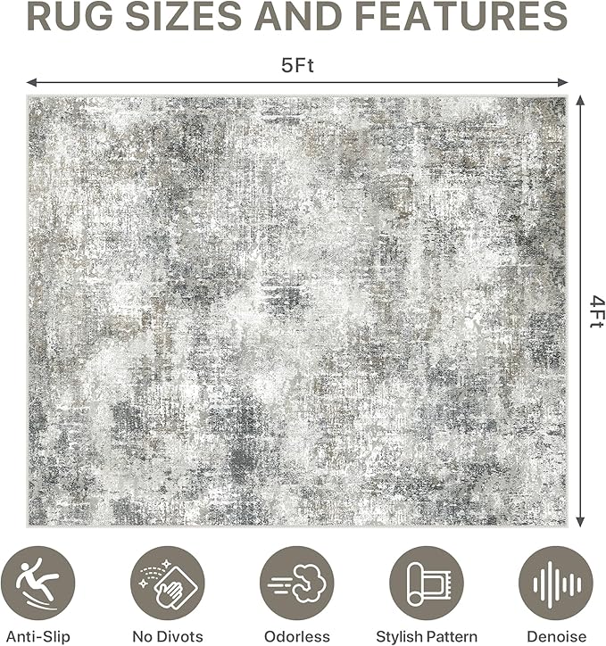 Office Chair Mat for Hardwood Tile Floor, Abstract 48"X 60" Desk Mats for - Image 9