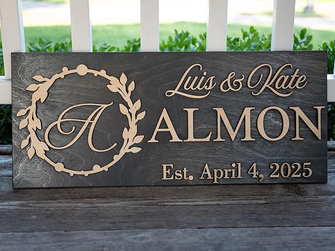 Custom Family Name Sign | Personalized Wooden Wedding Gift | Rustic Last Name - Image 6