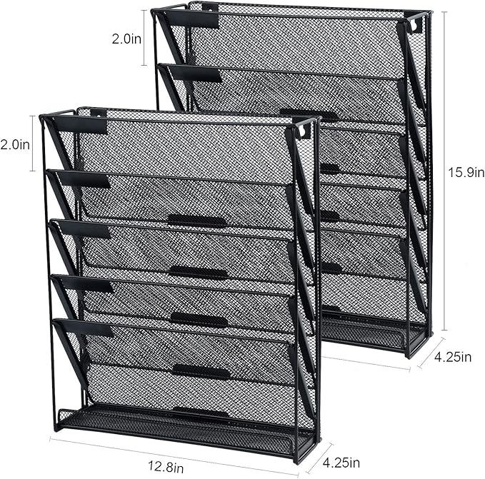 samstar 2 Pack Wall File Organizer, 6-Tier Wall Mount Paper Holder Vertical - Image 2