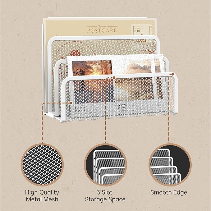 SUPEASY Mail Organizer for Desk, Mesh Metal Mail Holder Countertop - Image 4