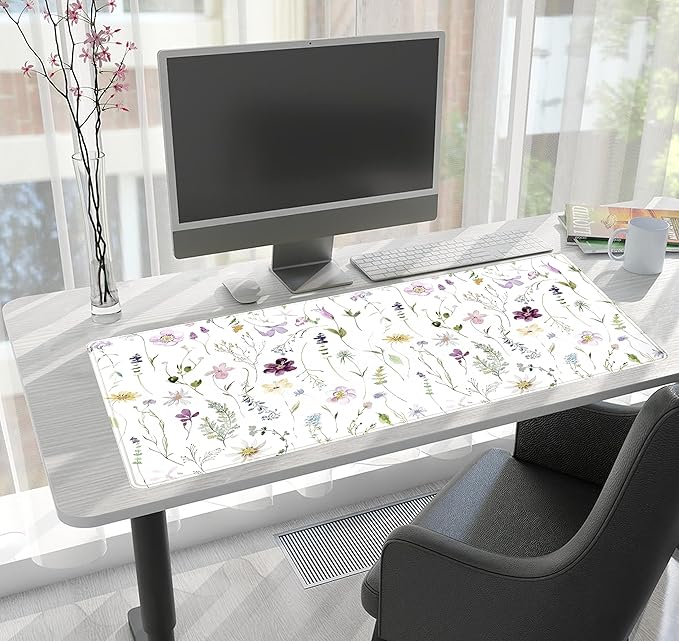 Cute Flower Mouse Pad Aesthetic Desk Mat Plants Large Extended Gaming Mousepad - Image 6