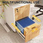 2 drawers fluted mobile file cabinet with lock showing dimensions