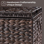 165l handwoven wicker storage basket with lid, large, side view
