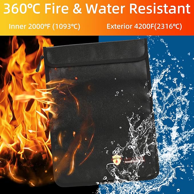 2 Pcs Fireproof Waterproof Document Bag – Fire & Waterproof Money Pouchfor - Image 3