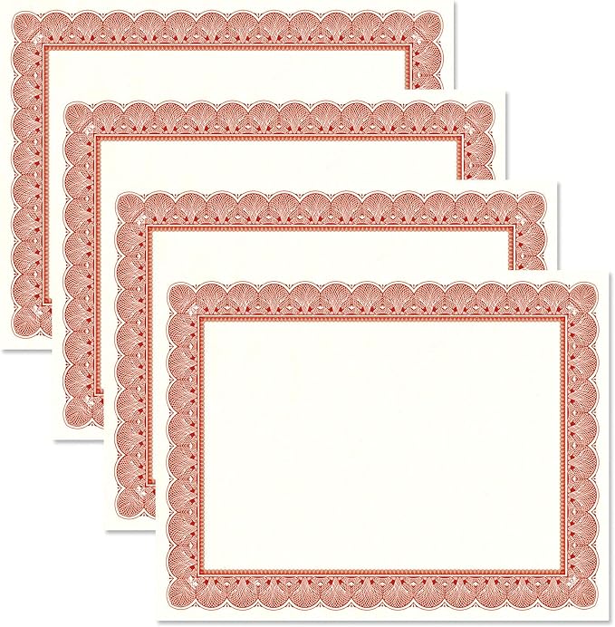 Elite Red & White Parchment Certificate Papers by Fine+Stationery
