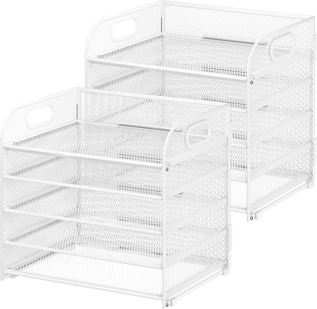 Cawukege 2 Pack 5 Tier Paper Organizer, Letter Tray with Handle, Mesh Desk Or...