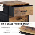 DEVAISE 3-Drawer Mobile File Cabinet, Rolling Printer Stand, Rustic Brown | Fabric vertical filing cabinet with 3 drawers, wood desktop, steel frame, fits A4/Letter, Under Desk Storage for home office