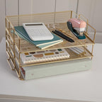 Martha Stewart Ryder 3 Tier Desk Letter Tray Organizer, Stackable Steel Mesh - Image 6