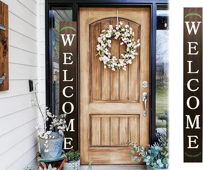 Tall Outdoor Welcome Sign, 6ft Brown Rustic Modern Farmhouse Welcome Sign - Image 2