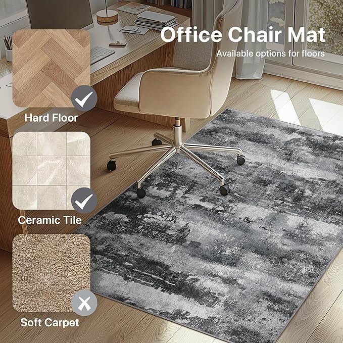 Office Chair Mat for Hardwood Tile Floor, Abstract 48"X 60" Desk Mats for - Image 3