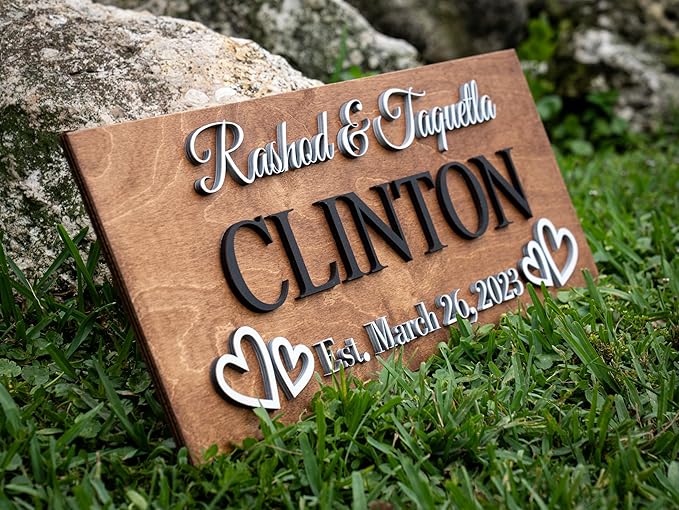 Custom Family Name Sign | Personalized Wooden Wedding Gift | Rustic Last Name - Image 2