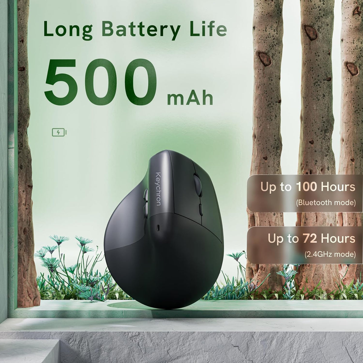 Keychron BM27 Ergonomic Wireless Mouse, Rechargeable Mice for Laptop