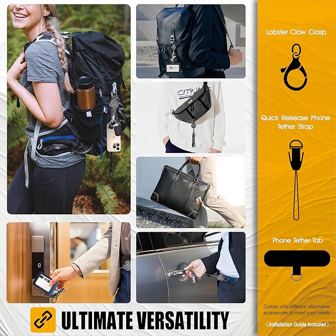 KAHETA 2 Pack Retractable Keychain Heavy Duty Carabiner Badge Holder Clip - Image 8