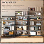 4NM No Assembly Extra Wide 6 Tiers Folding Bookshelf Storage Shelves Vintage - Image 5