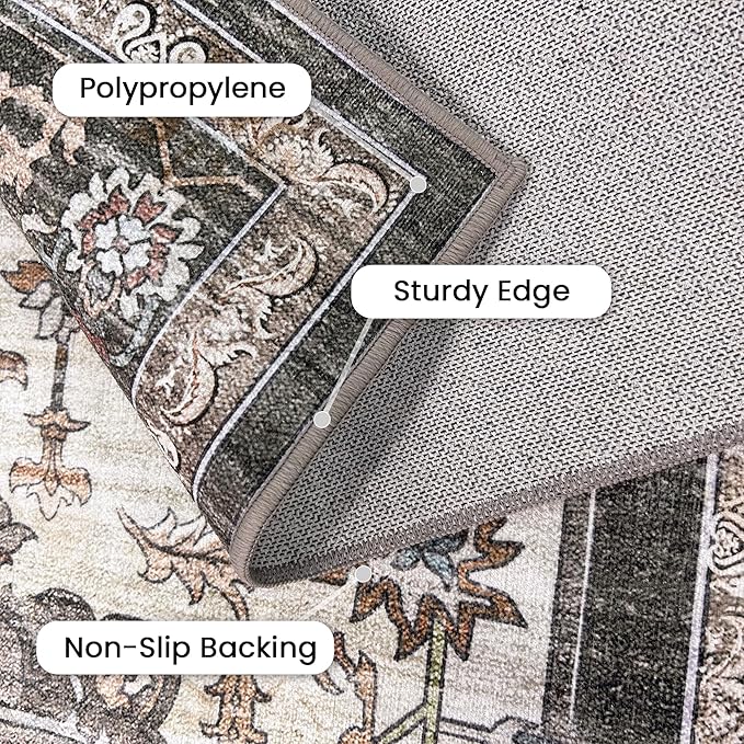 GENIMO 8x10 Area Rugs for Living Room, Machine Washable Non Slip Vintage Rugs - Image 5