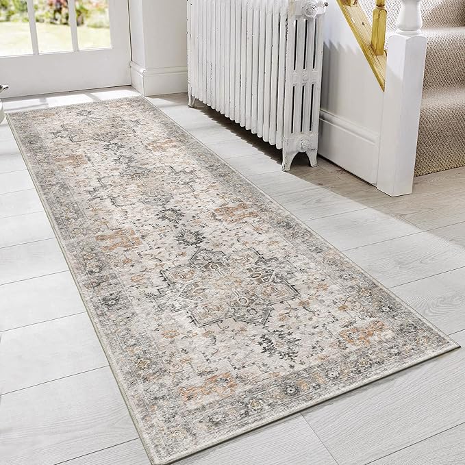 GENIMO Runner Rug 2'6"x5 Machine Washable Non Slip Vintage Hallway Runner Rug by GENIMO