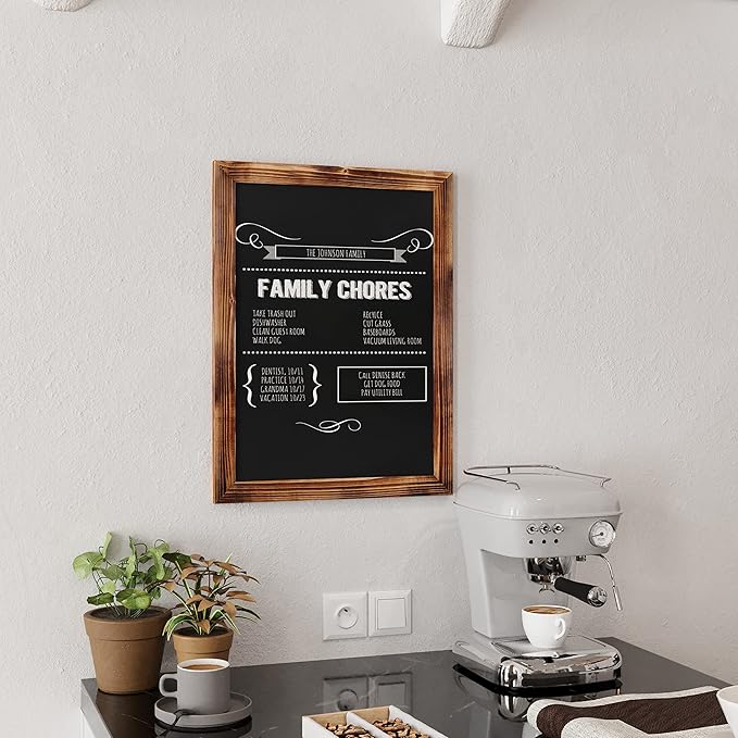 HBCY Creations 18" x 24" Torched Brown Solid Wood Frame Wall Chalkboard - Image 6
